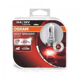 Комплект галогенных ламп OSRAM Night Breaker Silver 64193NBS-HCB H4 60/55W 12V P43t