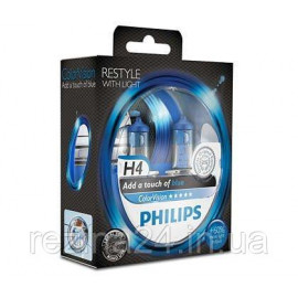 Комплект галогенних ламп Philips ColorVision Blue 12342CVPBS2 H4 3350K