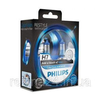 Комплект галогенних ламп Philips ColorVision Blue 12972CVPBS2 H7 3350K