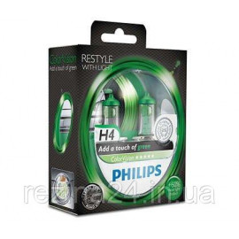 Комплект галогенних ламп Philips ColorVision Green 12342CVPGS2 H4 3350K