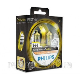 Комплект галогенних ламп Philips ColorVision Yellow 12342CVPYS2 H4