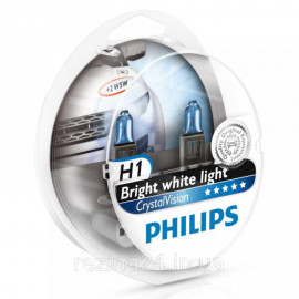 Комплект галогенних ламп Philips CrystalVision 12258CVSM H1 4300K 55W