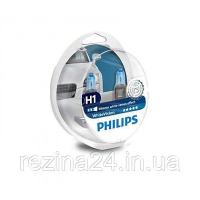 Комплект галогенных ламп Philips WhiteVision 12258WHVSM H1 4300K +60%