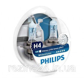 Комплект галогенных ламп Philips WhiteVision 12342WHVSM H4 4300K +60%