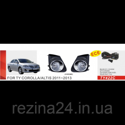 Противотуманные фары Vitol TY-422C-W Toyota Corolla 2010- эл.проводка