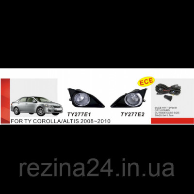 Противотуманные фары Vitol TY-277E2-W Toyota Corolla 2008-10 эл.проводка