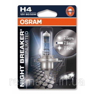 Галогеновая лампа Osram Night Breaker Unlimited 64193NBU-01B-BLI H4 12V 60/55W P43t