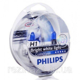 Комплект галогенних ламп Philips Cristal Vision 12258CVS2 H1 12V 55W P14,5s + 2x W5W